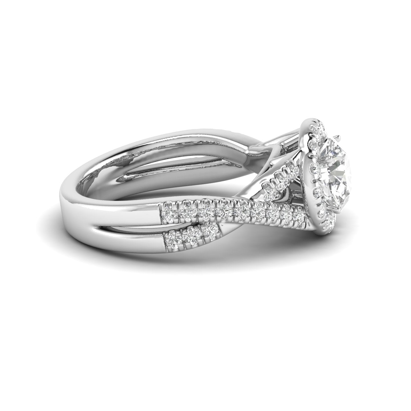 White Gold Studded 1.852 Carat Lab Grown Diamond Ring-G Color VS1 Clarity.